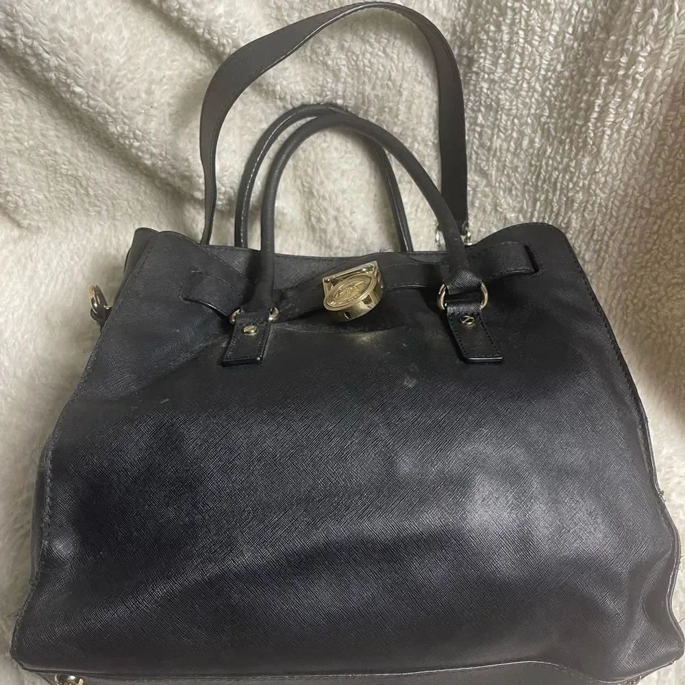 MICHAEL KORS Hamilton Saffiano Leather Black Satchel/shoulder bag.